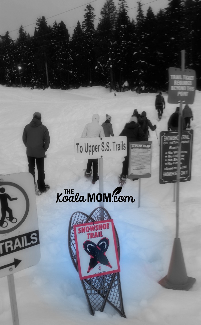 Setting off on the snowshoe tour at Cypress Mountain Resort