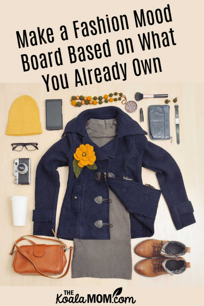 Make a Fashion Mood Board Based on What You Already Own. Photo of blue-and-yellow outfit layout via Depositphotos.