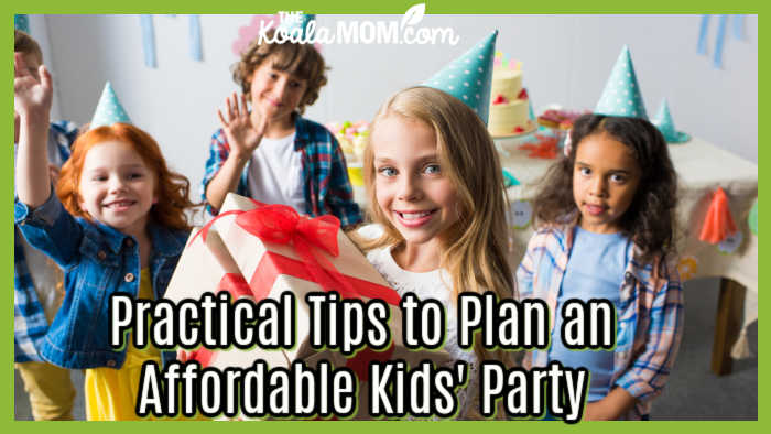 Practical Tips to Plan an Affordable Kids' Party. Photo of birthday girl holding presents via Depositphotos.