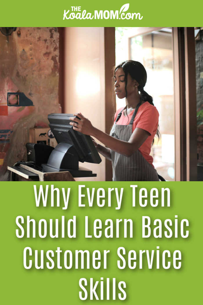 Why Every Teen Should Learn Basic Customer Service Skills. Photo of young black woman standing at computer check out by Andrea Piacquadio via Pexels.